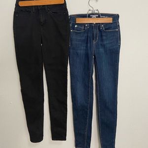 2 pairs of jegging jeans, Denizen/Levi’s, high rise jeggings 25”, dark/black